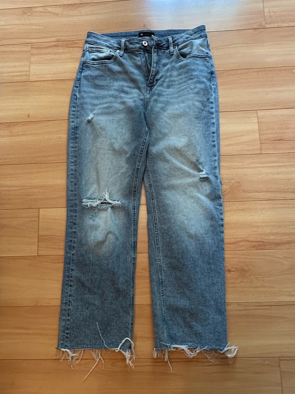 Maurices Edgely High Rise Straight Leg Jeans Light Blue 12 cheeky relaxed